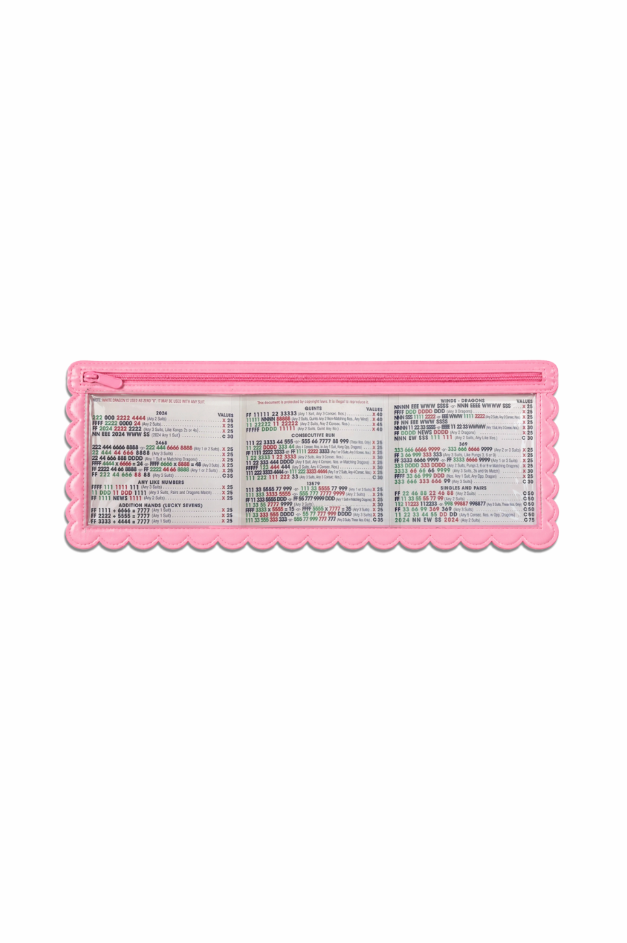 Splash-Proof Mahjong Card Holder for Pool Mahjong - Pink Scallops STANDARD SIZE: Pack of Four Card Holders