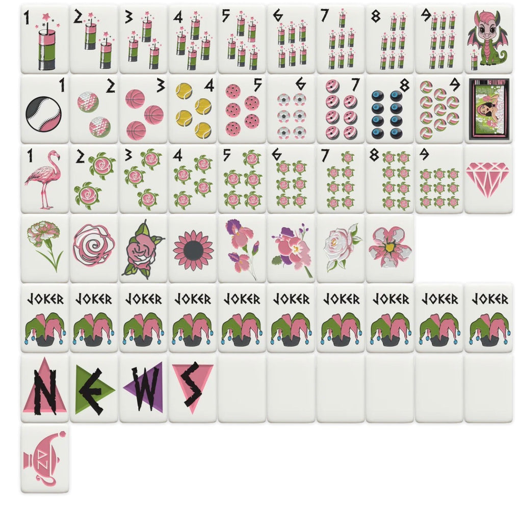 Mahjong Sisterhood Delta Zeta Bid Day Bundle- Mahjong Tiles, Mat, and Shufflers