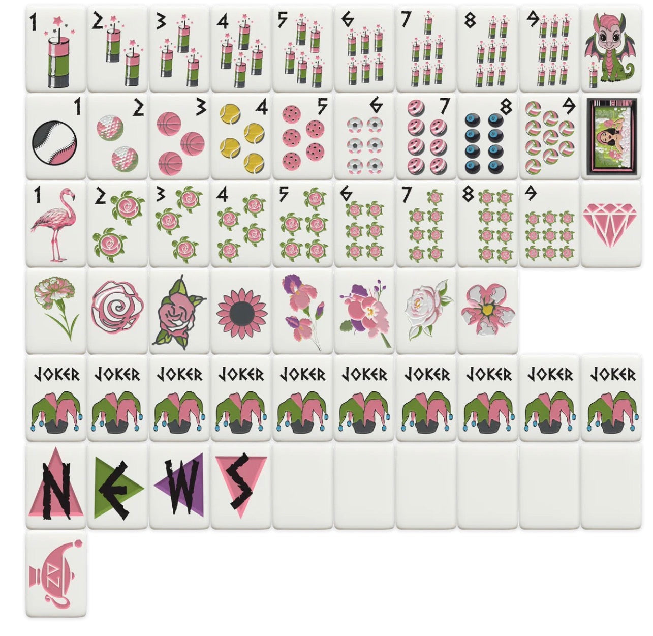 Mahjong Sisterhood Delta Zeta Bid Day Bundle- Mahjong Tiles, Mat, and Shufflers
