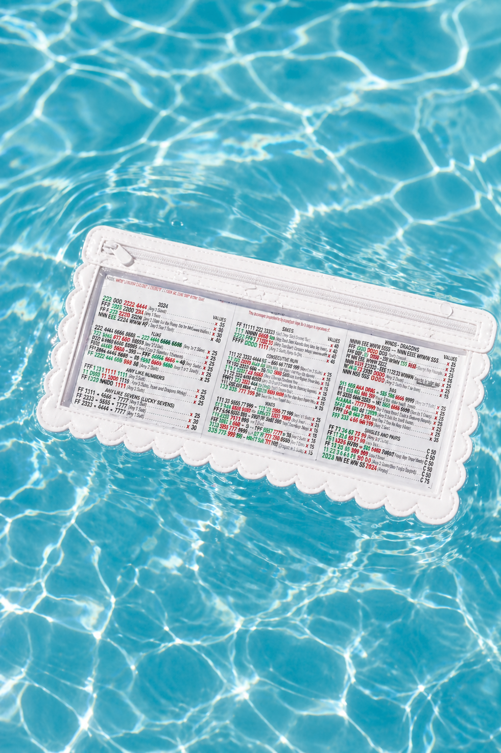 Splash-Proof Mahjong Card Holder for Pool Mahjong - White Scallops STANDARD SIZE: Pack of Four Card Holders