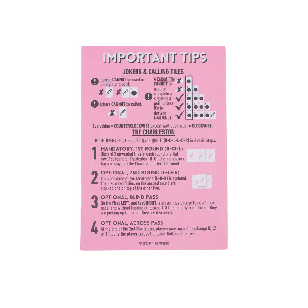 My Fair Mahjong MAHJONG SHUFFLE CARD  |  Mahjong Is Series  |  Sized to Store with League Cards: Pink- Harmless Cult