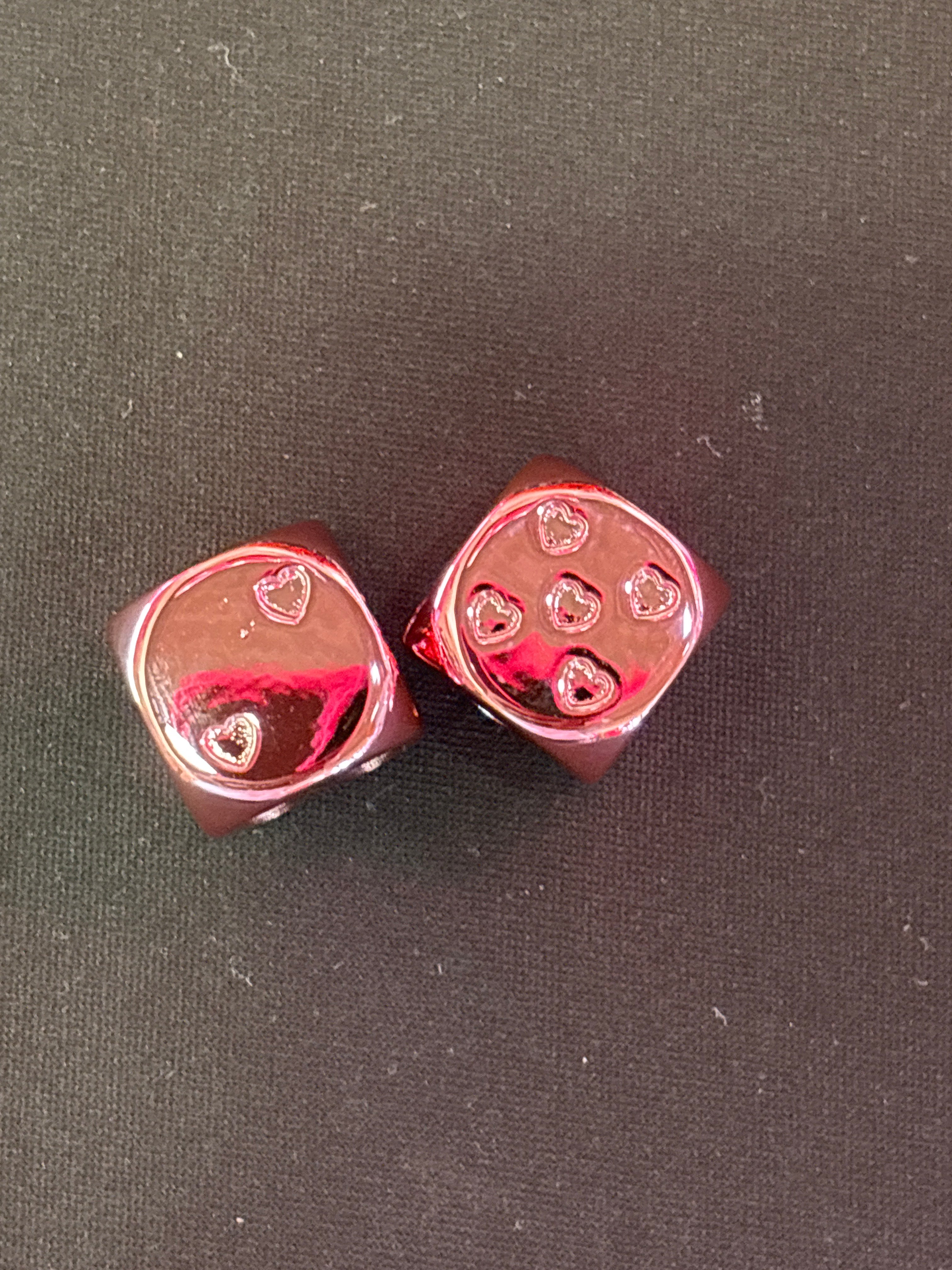 Metallic Pink Heart Mahjong Dice