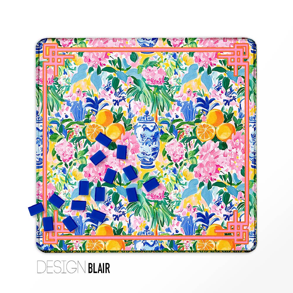 Mahjong Mat, Neoprene, Preppy,Chinoiserie, Boutique Monogram: Blair / Neoprene without bag