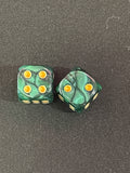 Mini Green Marble Gold Dot Mahjong Dice