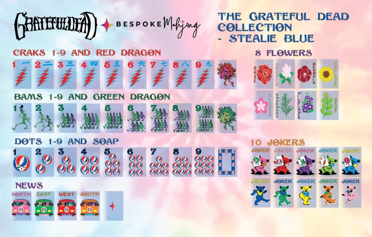 Grateful Dead Tiles (Stealie BlueTye Dye Pearl) - Bespoke Mahjong (Copy)