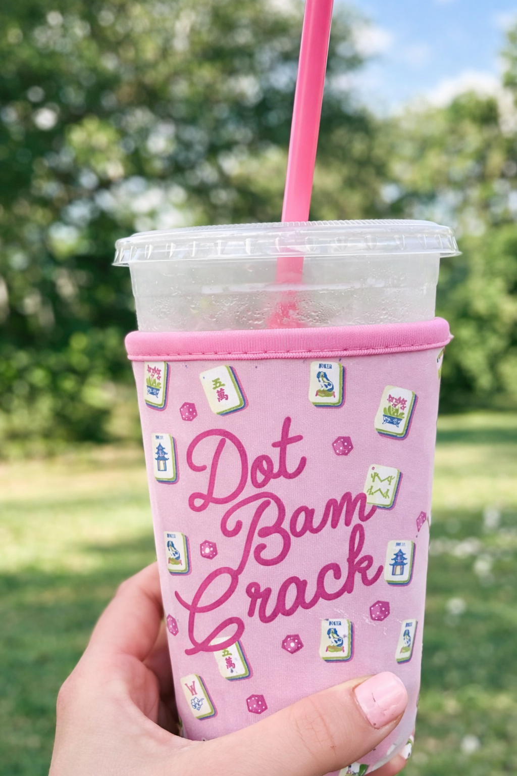 Iced Coffee Sleeve - Dot Bam Crack Mahjong Theme: Medium (16oz-24oz)