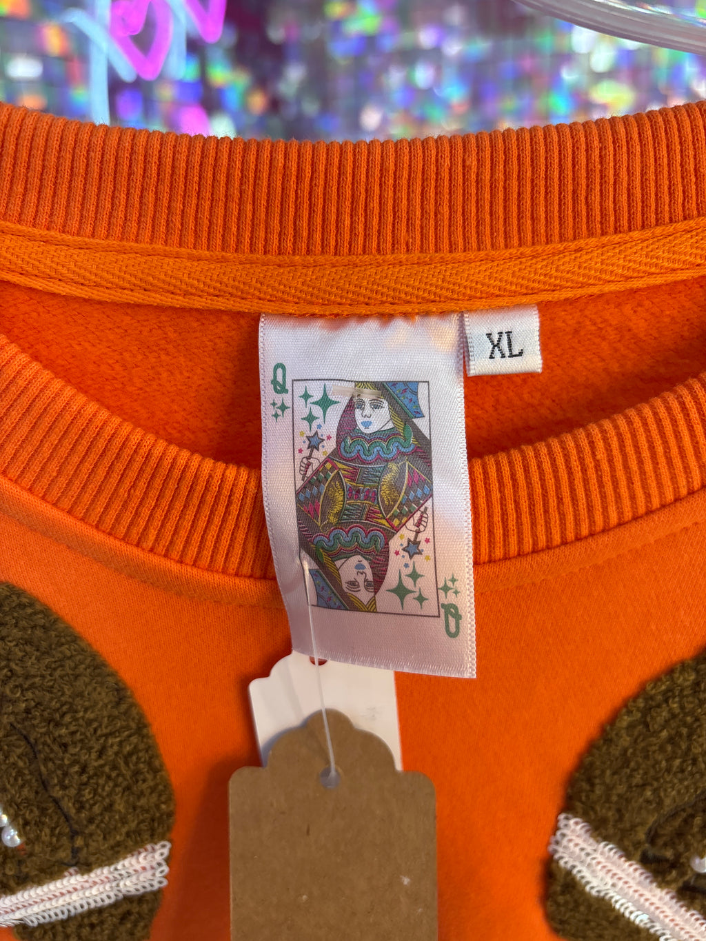 Queen of Sparkles QOS NWOT Orange Football Shirt XL