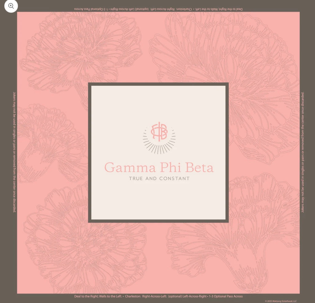 Mahjong Sisterhood Gamma Phi Beta Bid Day Bundle- Mahjong Tiles, Mat, and Shufflers