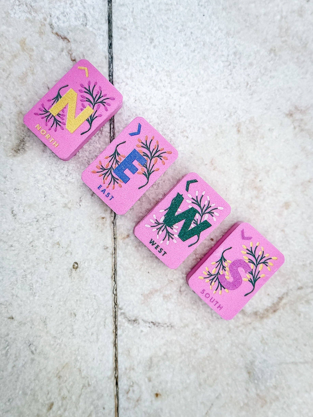 Floating Mahjong Tiles in Floral Pink for the Pool