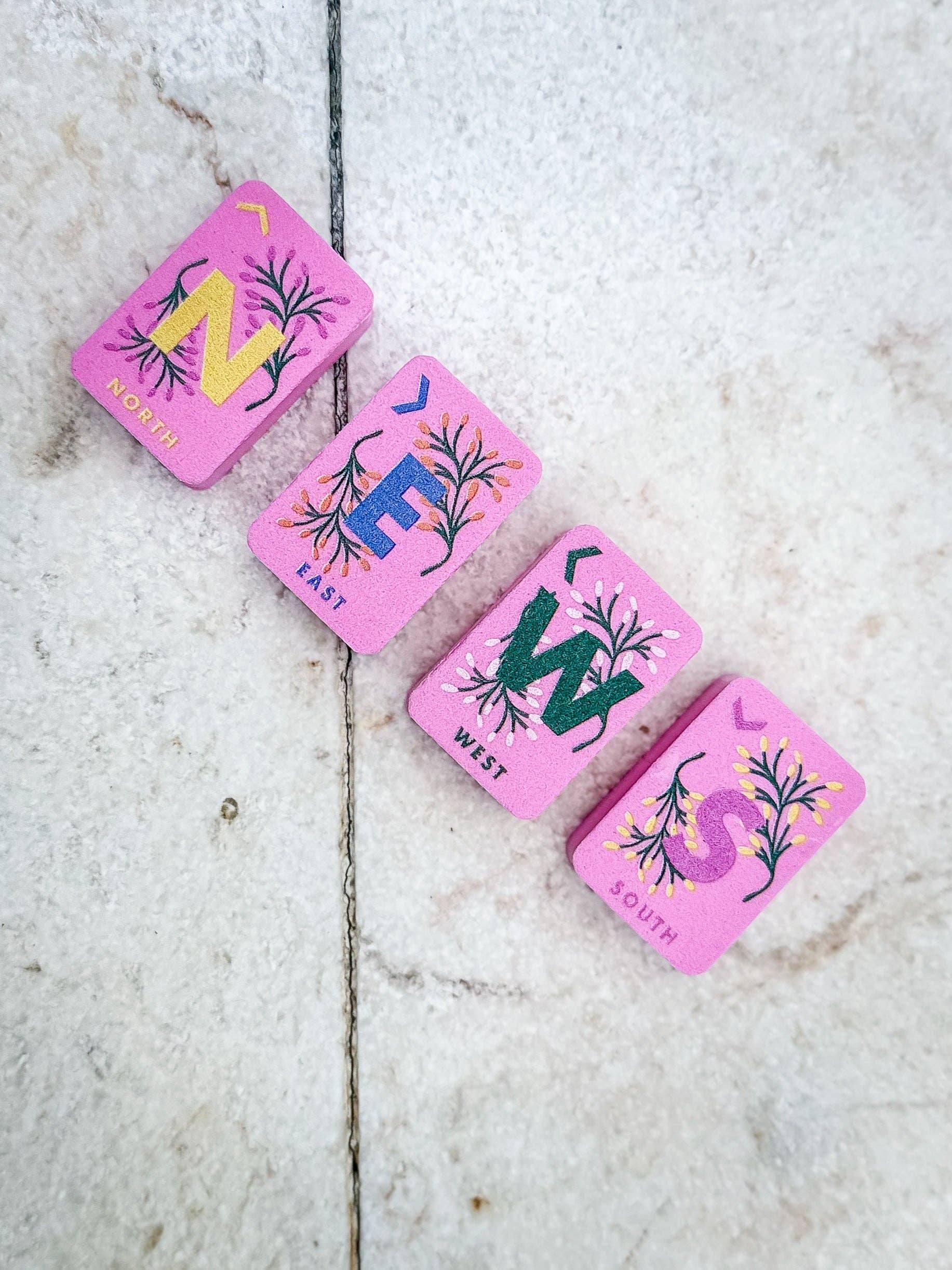 Floating Mahjong Tiles in Floral Pink for the Pool