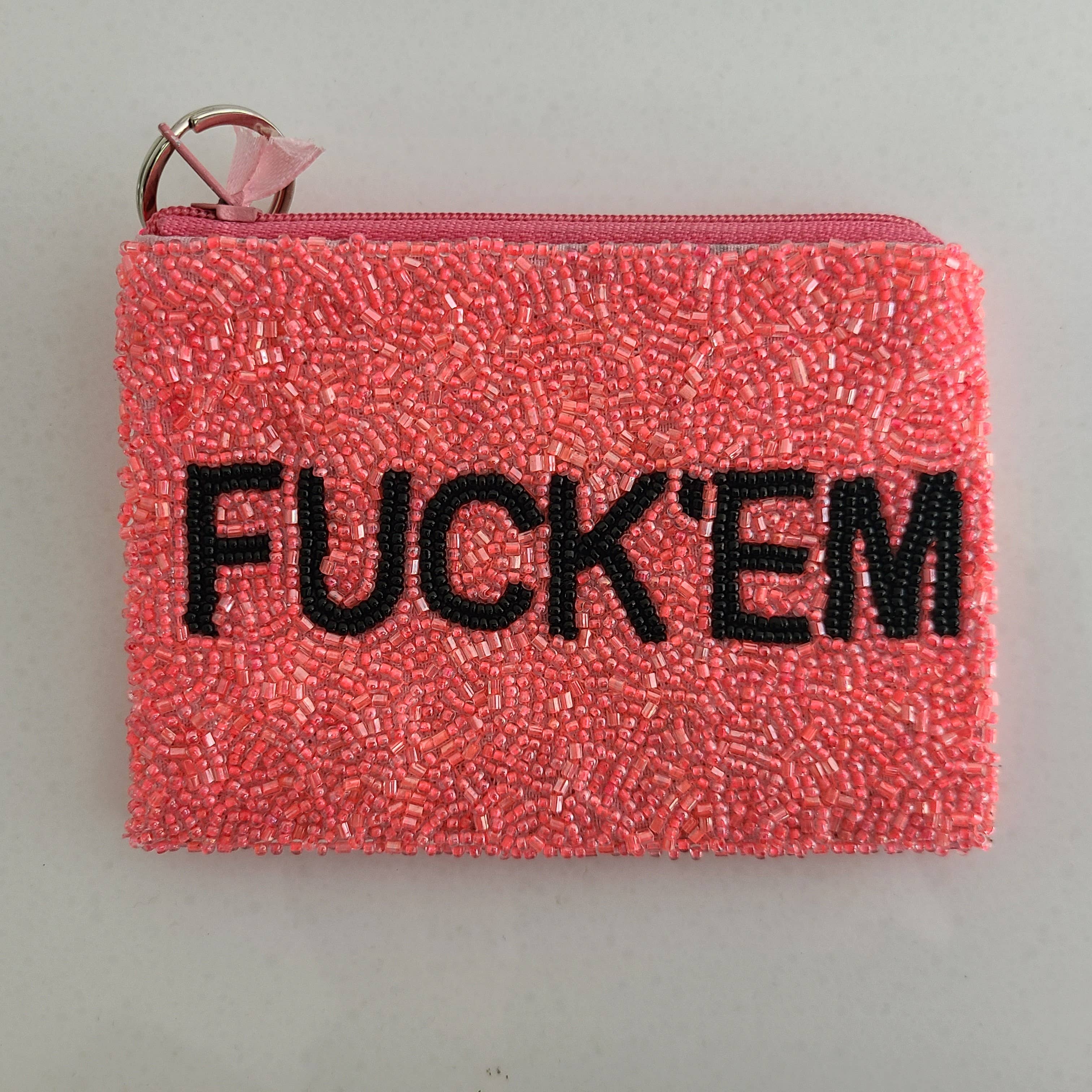 HAND BEADED FUCK'EM COIN PURSE