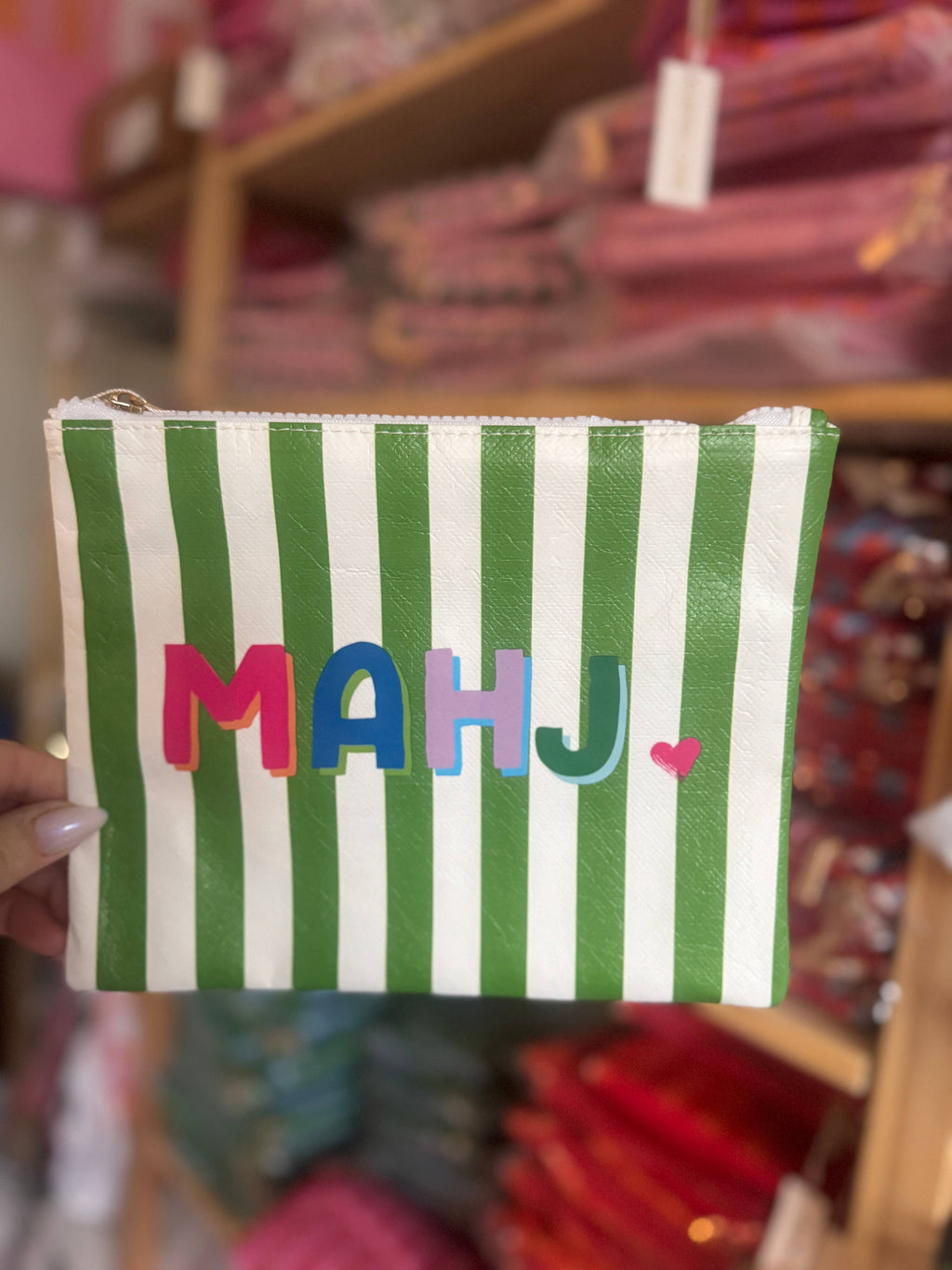 Mahjong Pouch | MAHJ Club Stripe Flat Zip Mahjong gift Tyvek