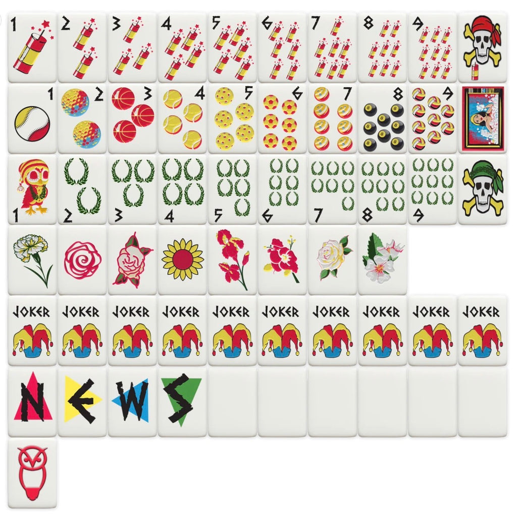 Mahjong Sisterhood Chi Omega Bid Day Bundle- Mahjong Tiles, Mat, and Shufflers
