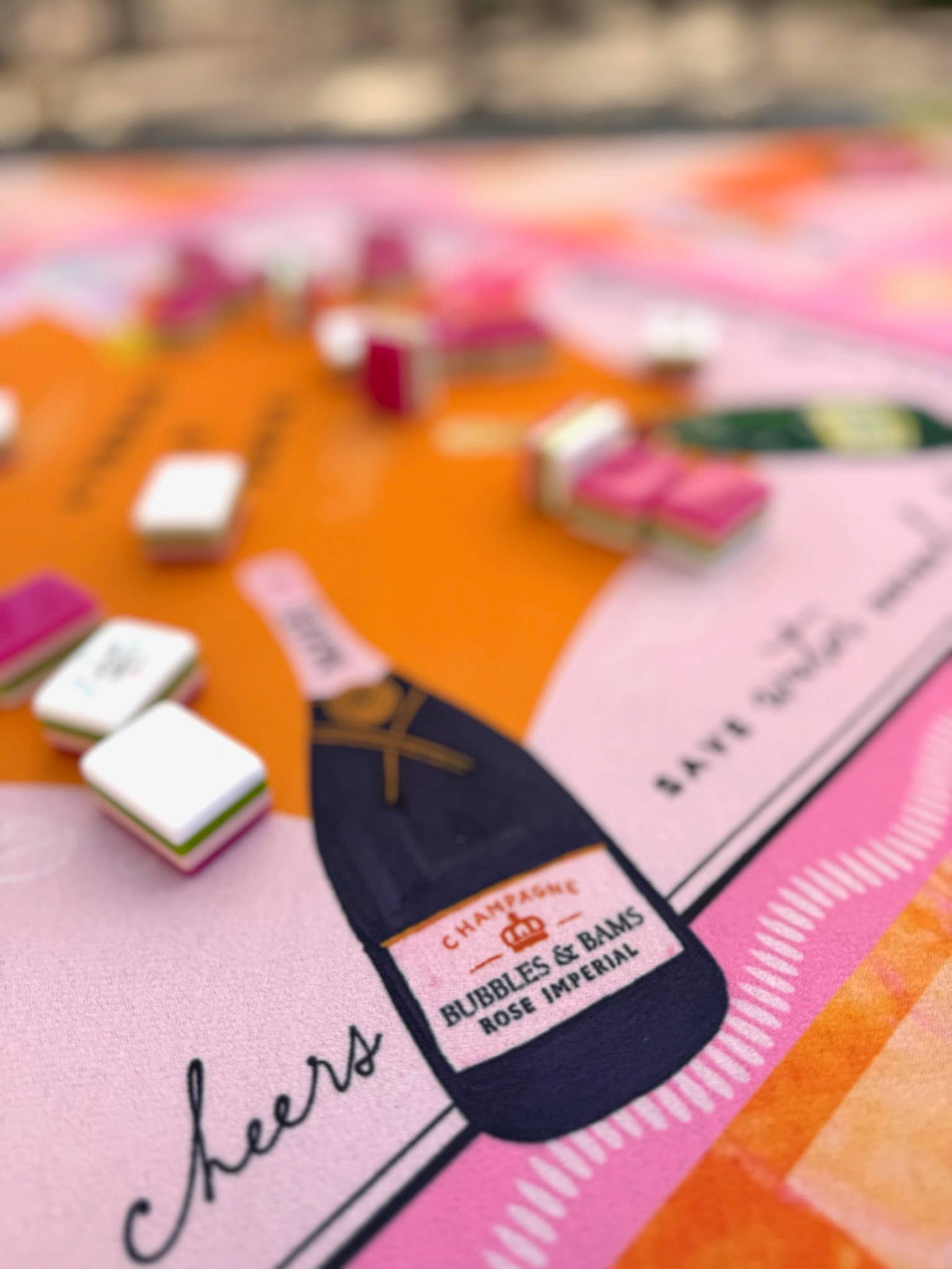 NEOPRENE Bams & Bubbly Mahjong Mat | Champagne & Mahj