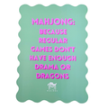 My Fair Mahjong MAHJONG SHUFFLE CARD  |  Scalloped Edges & Bright Colors  |  Sized to Store with Mahjong League Cards: 04-GREEN- DRAMA & DRAGONS