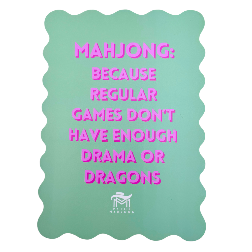 My Fair Mahjong MAHJONG SHUFFLE CARD  |  Scalloped Edges & Bright Colors  |  Sized to Store with Mahjong League Cards: 06-BLUE- INNER DRAGON