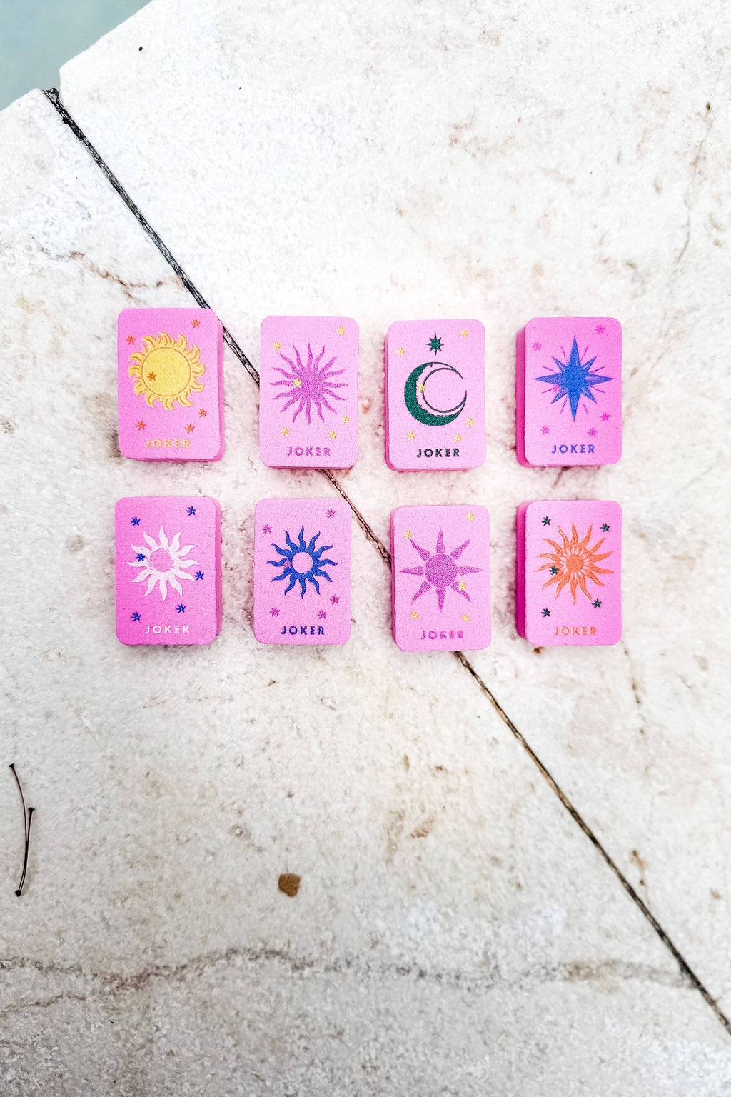 Floating Mahjong Tiles in Floral Pink for the Pool