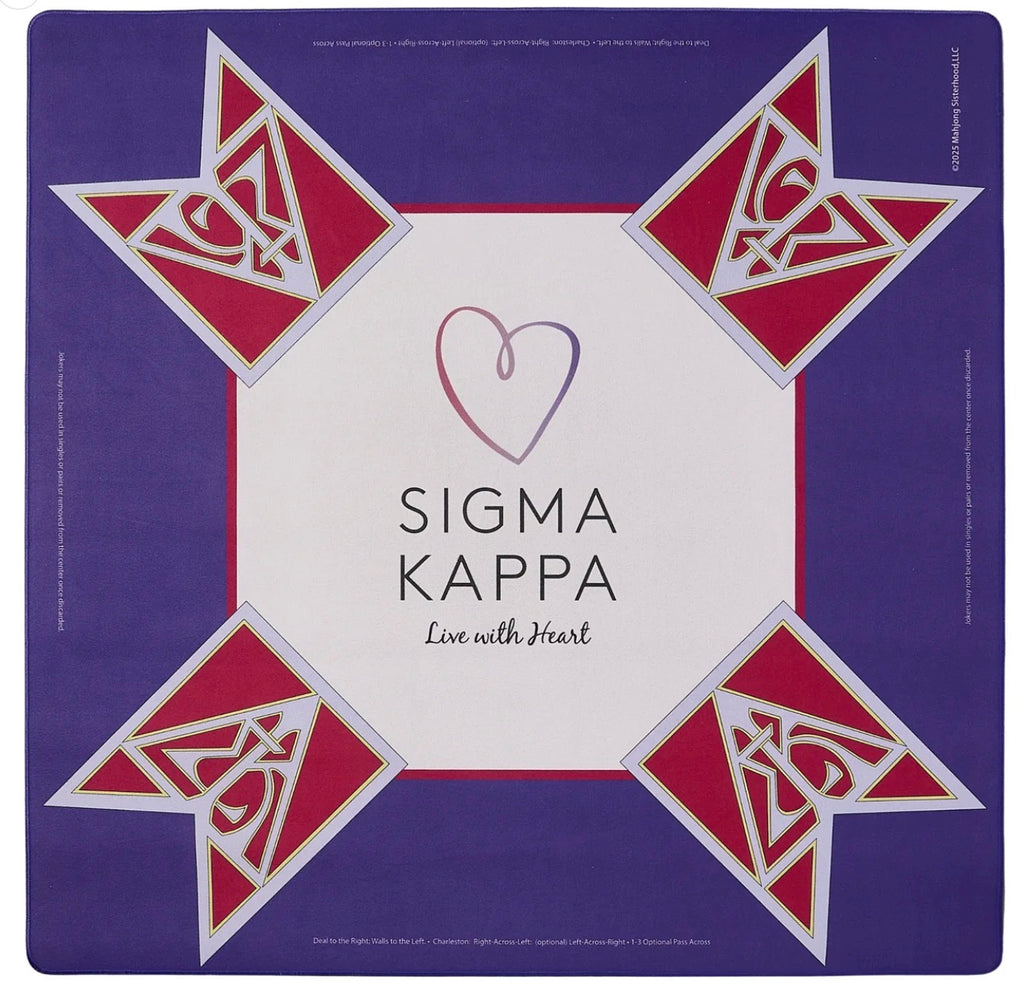 Mahjong Sisterhood Sigma Kappa Bid Day Bundle- Mahjong Tiles, Mat, and Shufflers