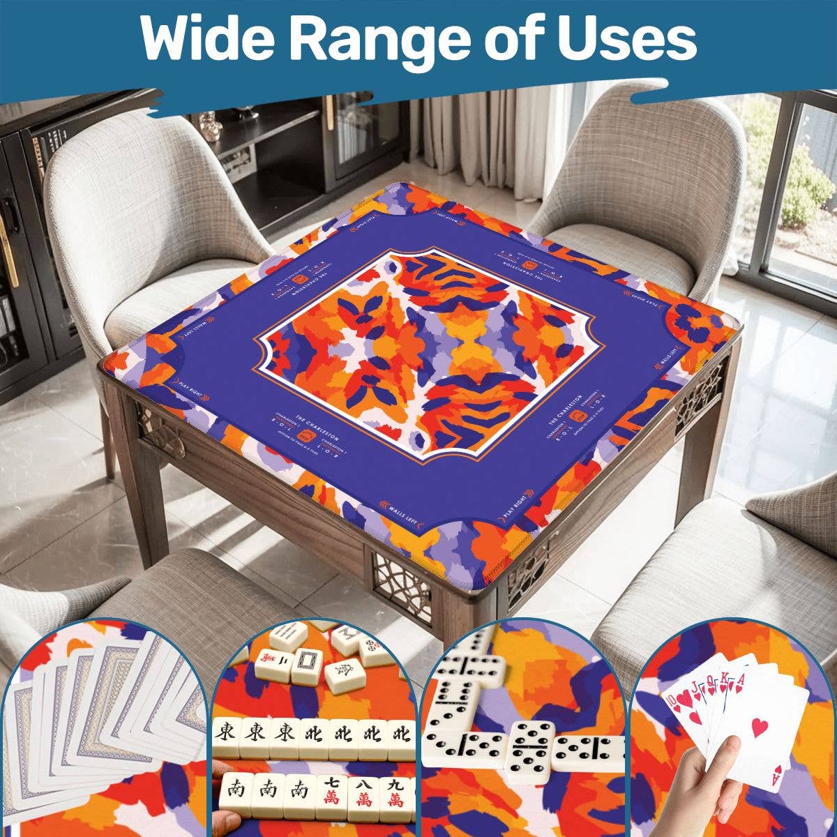 Game Day Mahjong Mat | Custom Team Colors | Sports-Inspired : Orange & White / 33" x 33"