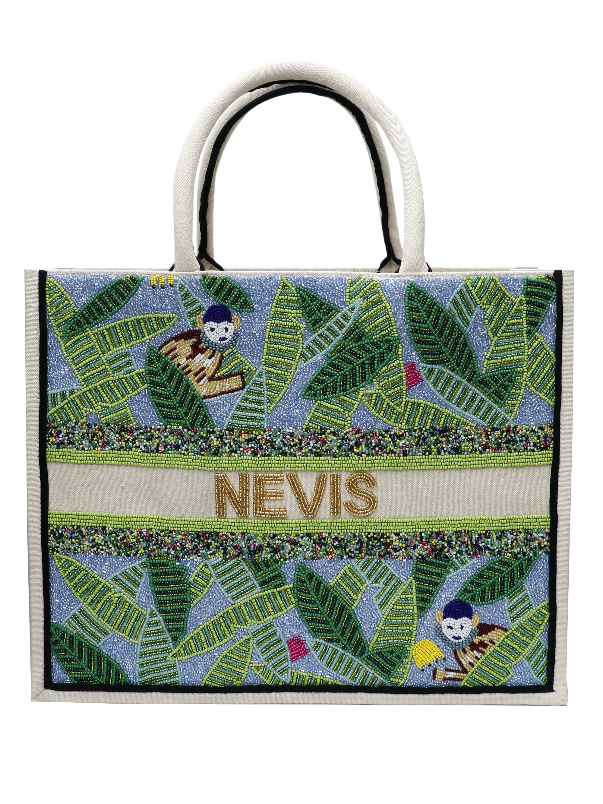 Hand Beaded Monkey Tote Bag