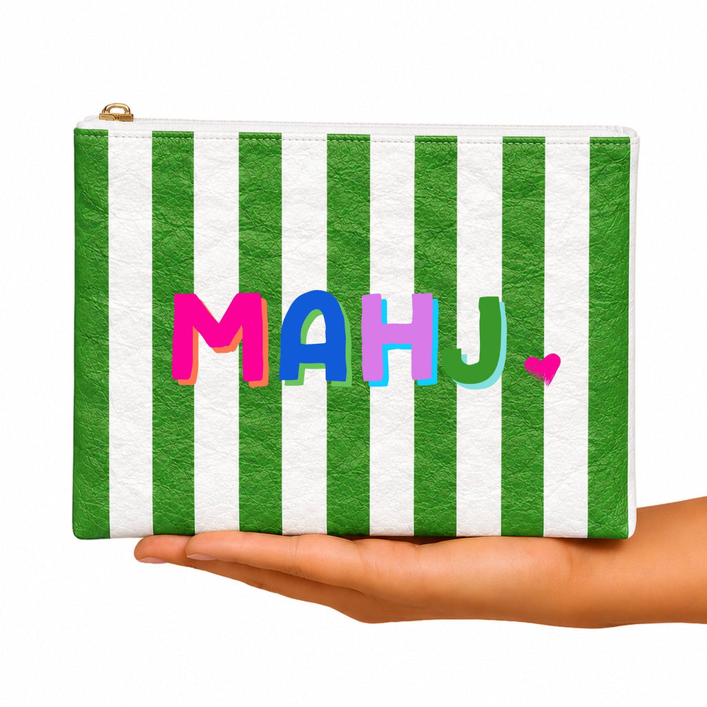 Mahjong Pouch | MAHJ Club Stripe Flat Zip Mahjong gift Tyvek