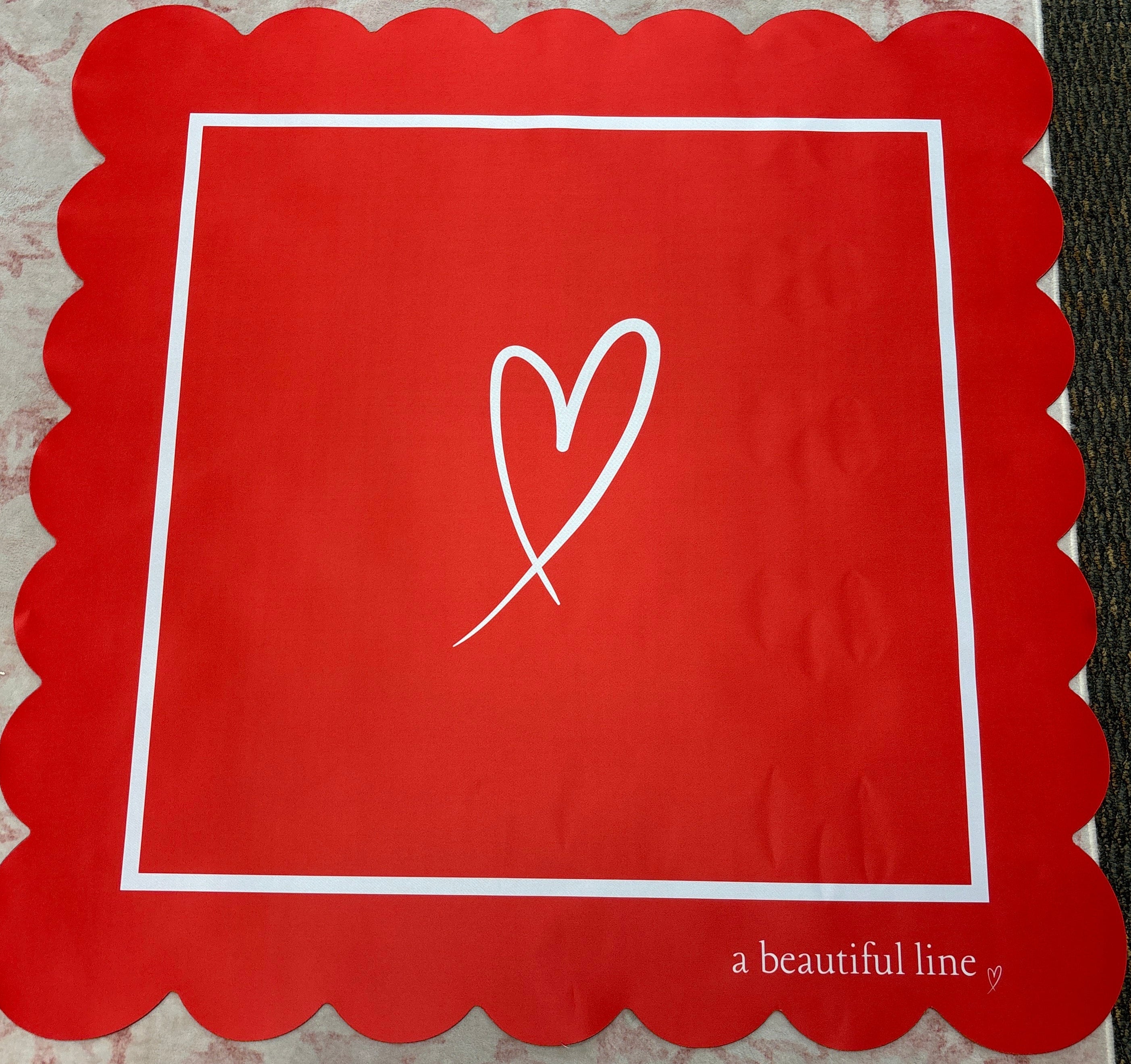 A Beautiful Line- Red Scallop Mahjong Mat