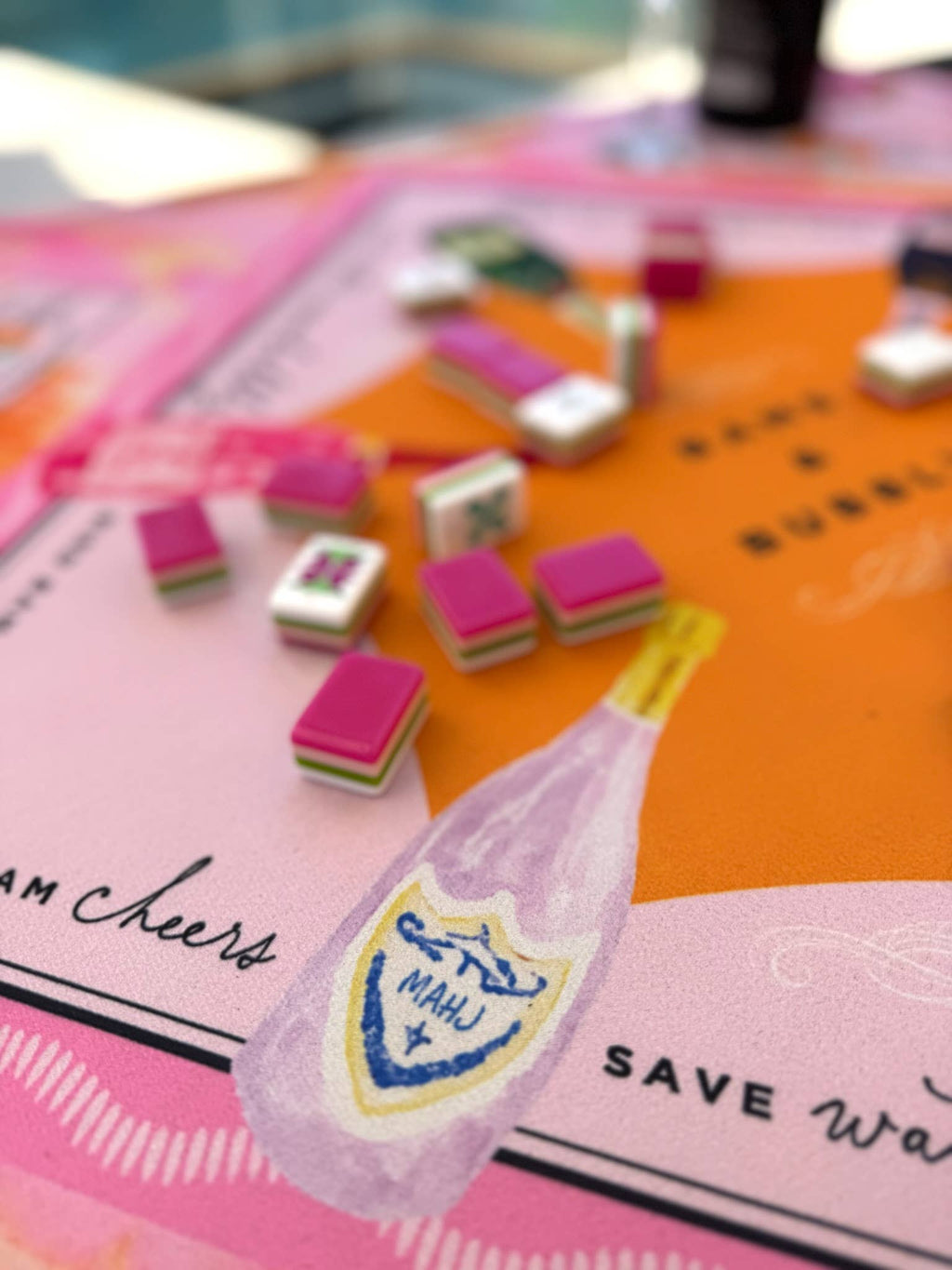 NEOPRENE Bams & Bubbly Mahjong Mat | Champagne & Mahj