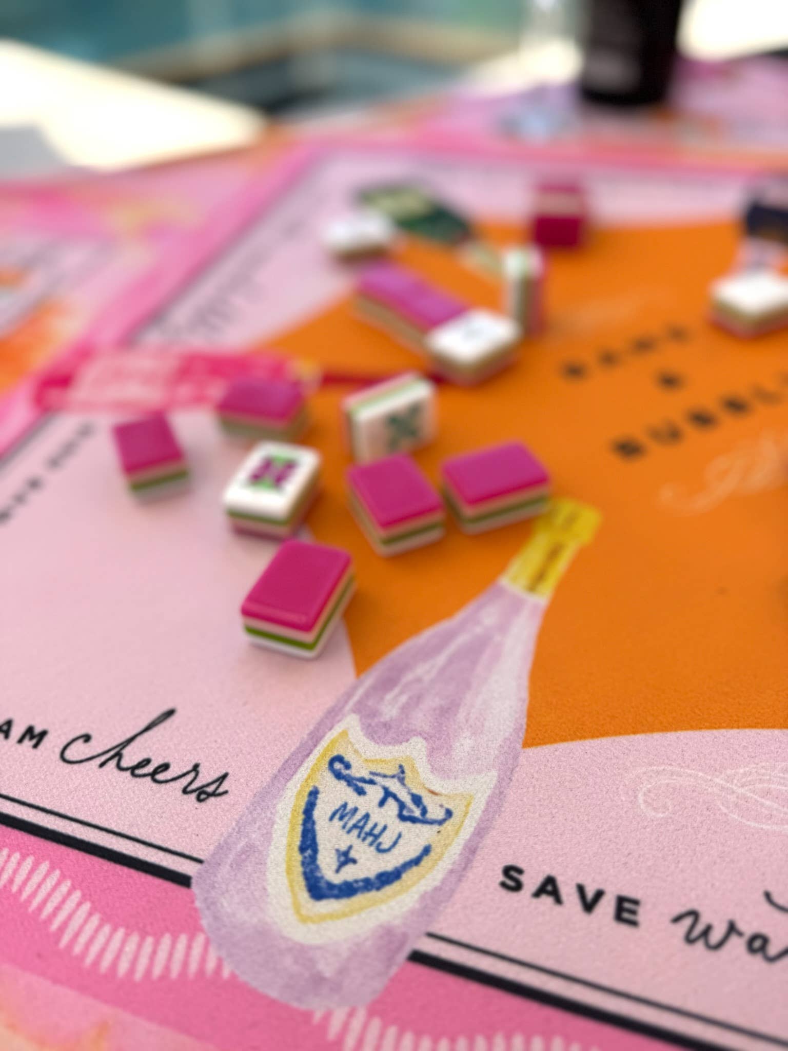 NEOPRENE Bams & Bubbly Mahjong Mat | Champagne & Mahj