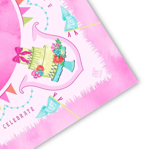 A Mahjong Soirée Mat – Pink Celebration Party [Non-Neoprene]: 31.5" x 31.5"