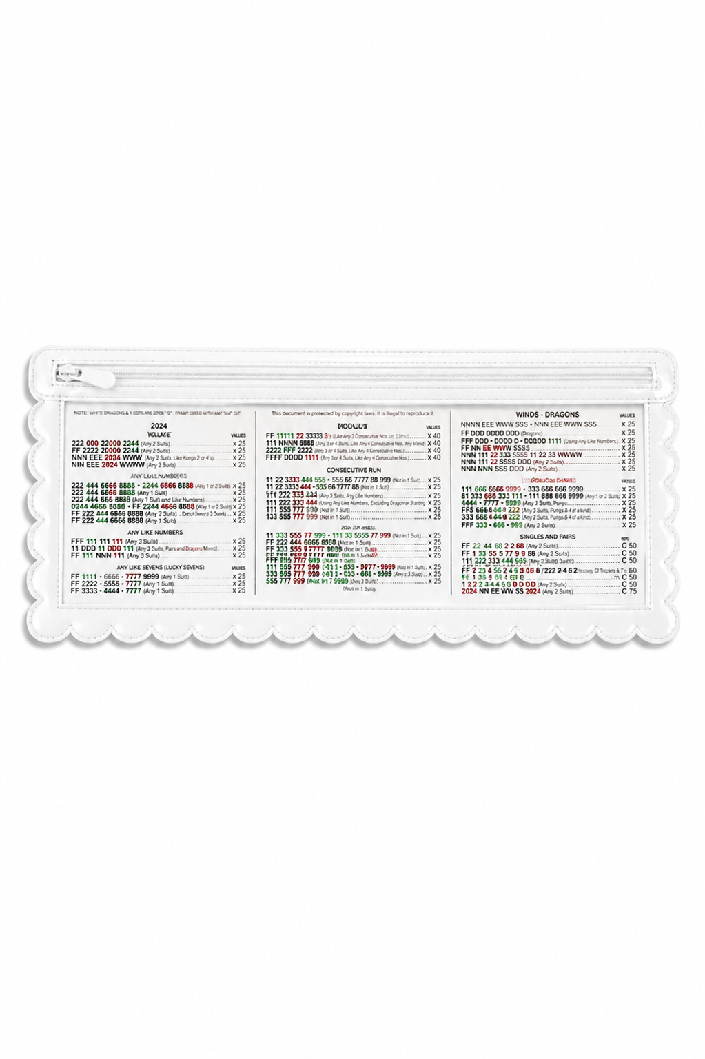Splash-Proof Mahjong Card Holder for Pool Mahjong - White Scallops STANDARD SIZE: Pack of Four Card Holders