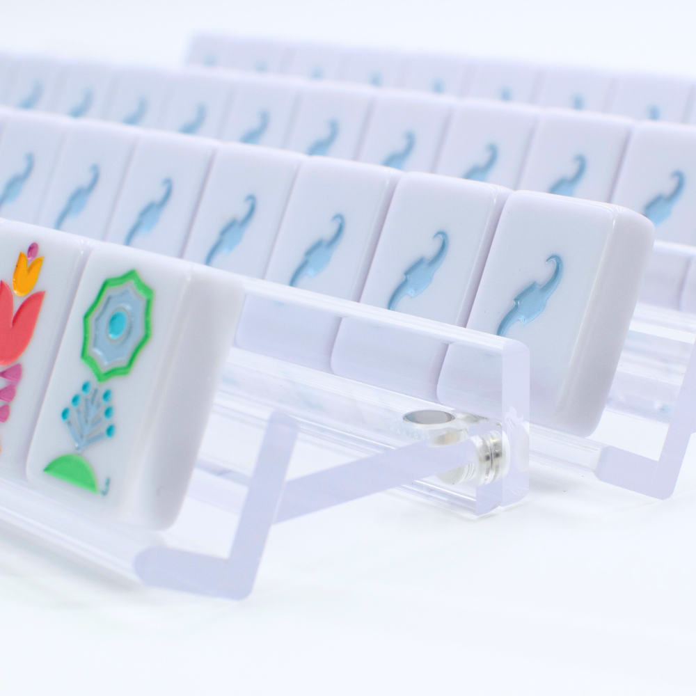 My Fair Mahjong MAHJONG RACKS | Premium Acrylic | 4 Racks + 4 Pushers: Solid Macaron Blue