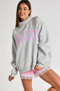 MAHJONG | Mahjong Embroidery Sweatshirt: H.GREY/BABY PINK STRIPE / S/M-L/XL (3-3)