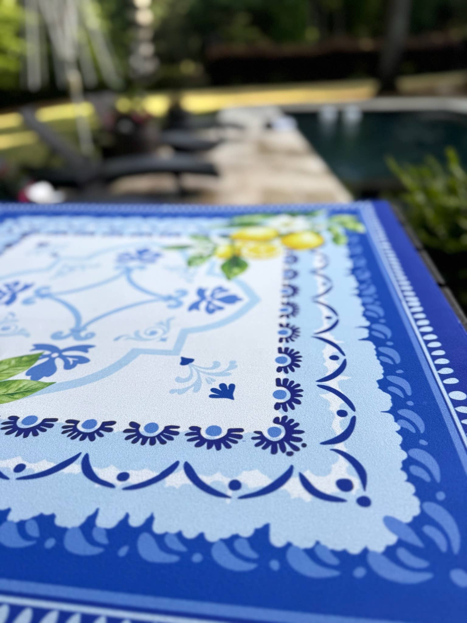 Amalfi Coast Mahjong Mat | Lemon Italy Mediterranean: 31.5” x 31.5” / Limoncello Tile