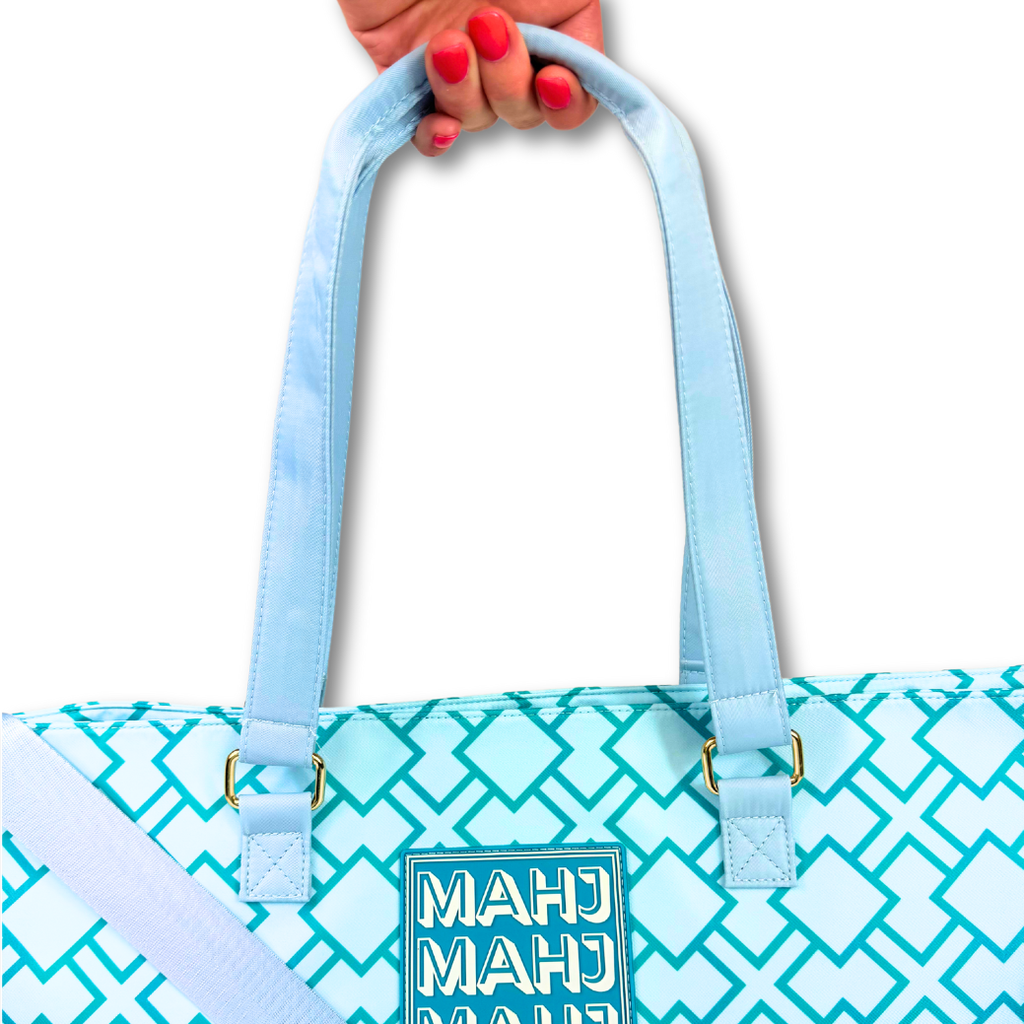 My Fair Mahjong MAHJONG TOTE BAG  |  Wide with Zipper Closure: Arrows- Purple Tote Bag