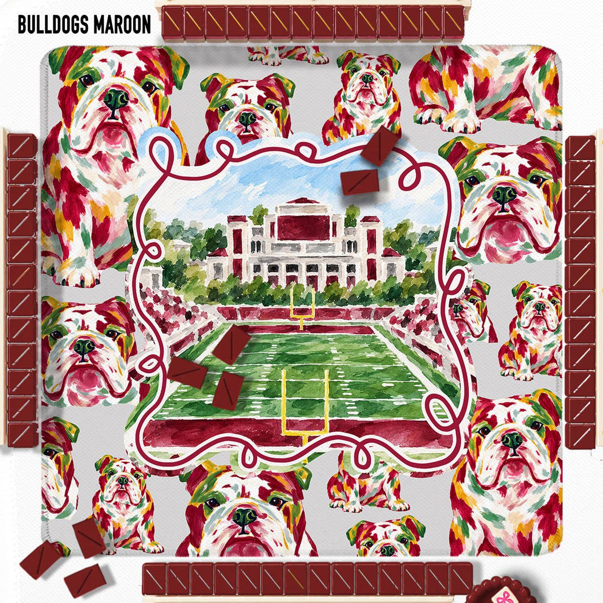 Mahjong Mat 31", Alabama Football, Elephant Neoprene 31.5 x 31.5