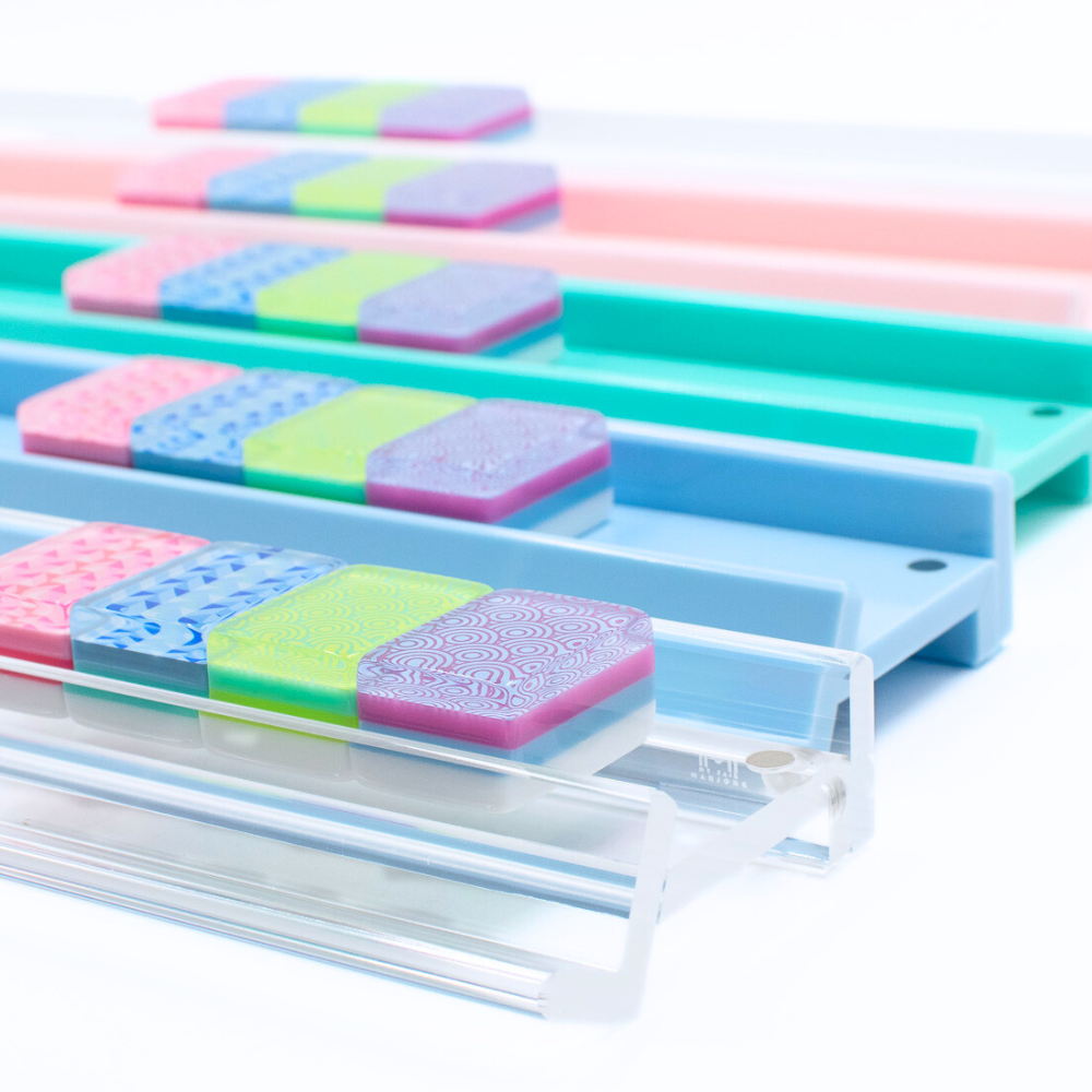 My Fair Mahjong MAHJONG RACKS | Premium Acrylic | 4 Racks + 4 Pushers: Solid Macaron Blue