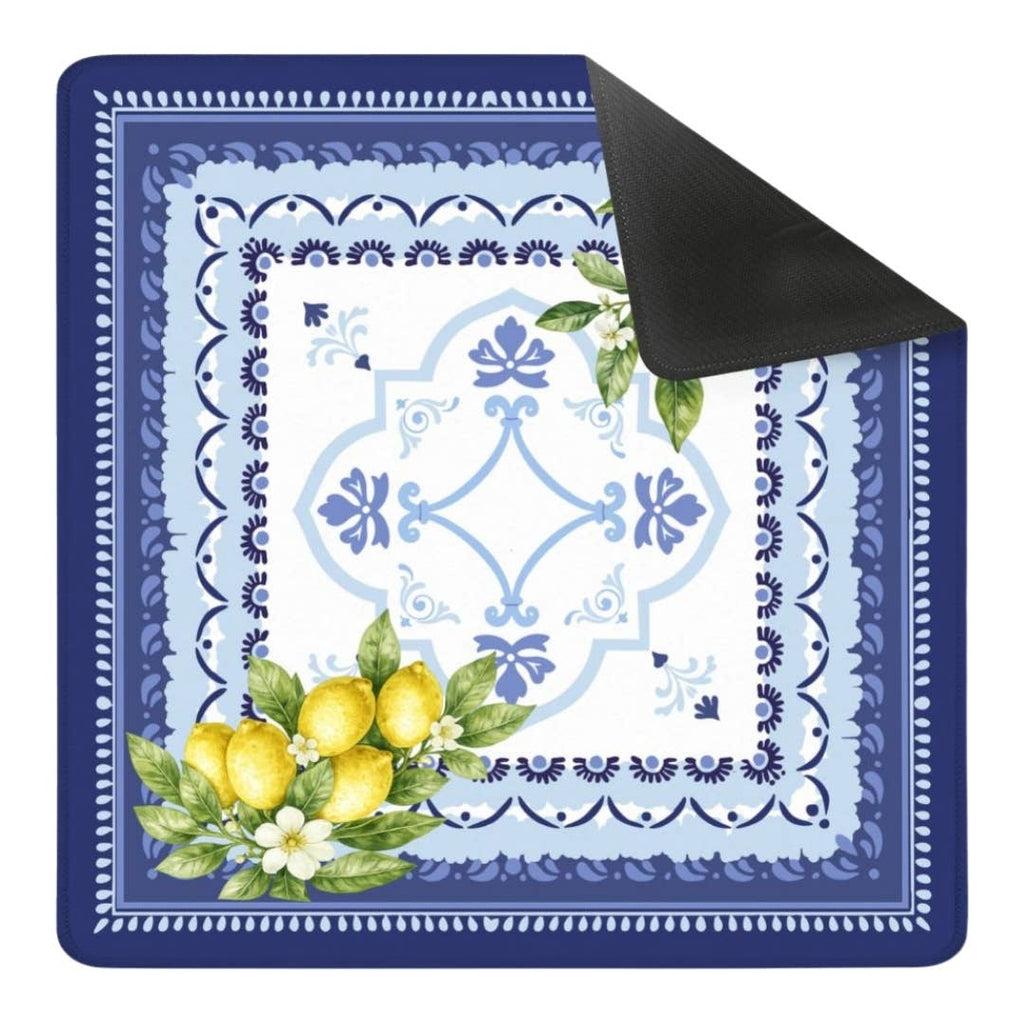 Amalfi Coast Mahjong Mat | Lemon Italy Mediterranean: 31.5” x 31.5” / Limoncello Tile