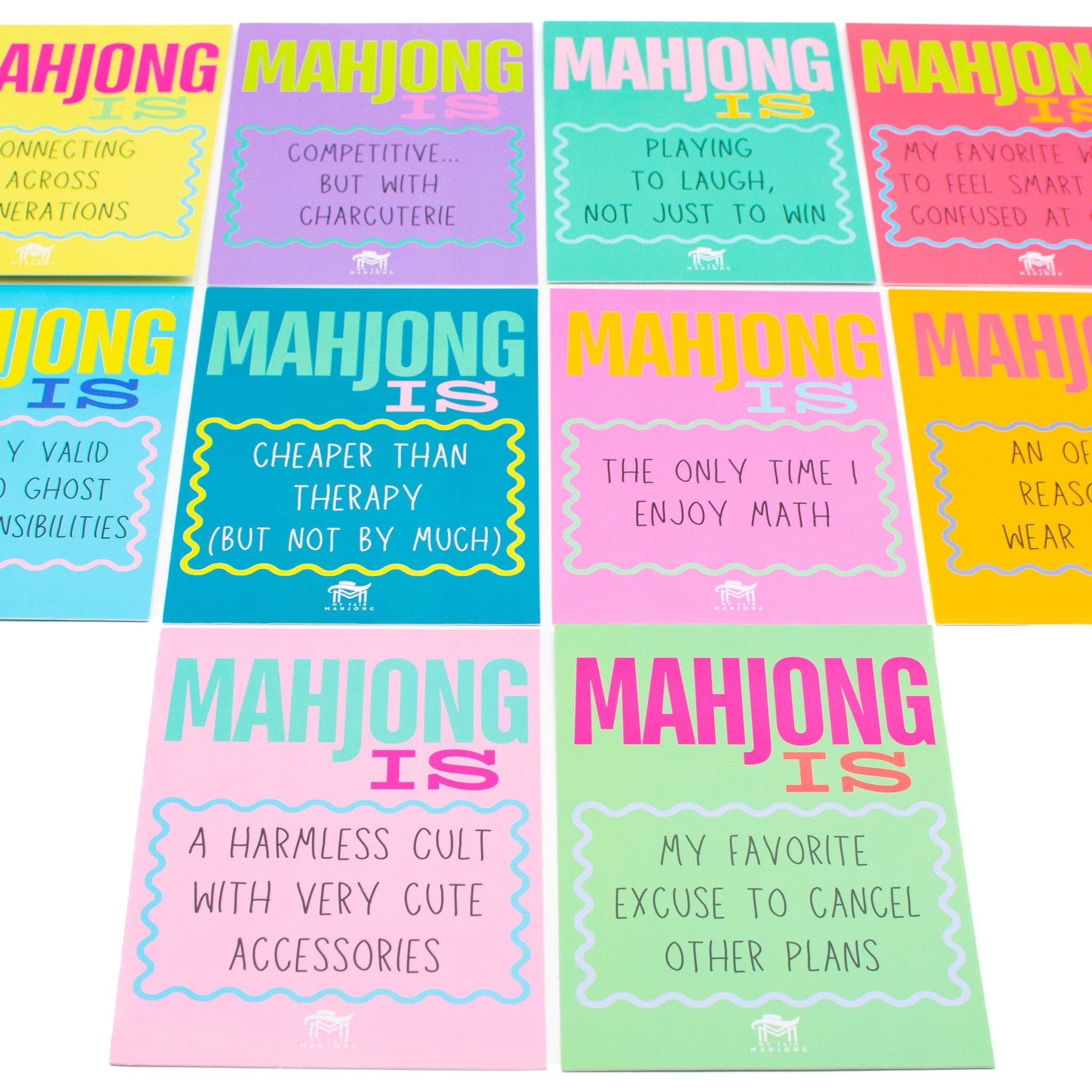 My Fair Mahjong MAHJONG SHUFFLE CARD  |  Mahjong Is Series  |  Sized to Store with League Cards: Blue- Cheaper than Therapy