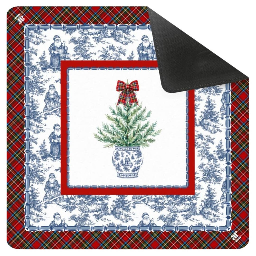 NEOPRENE Tartan Toile Noël Mahjong Mat | Holiday Christmas