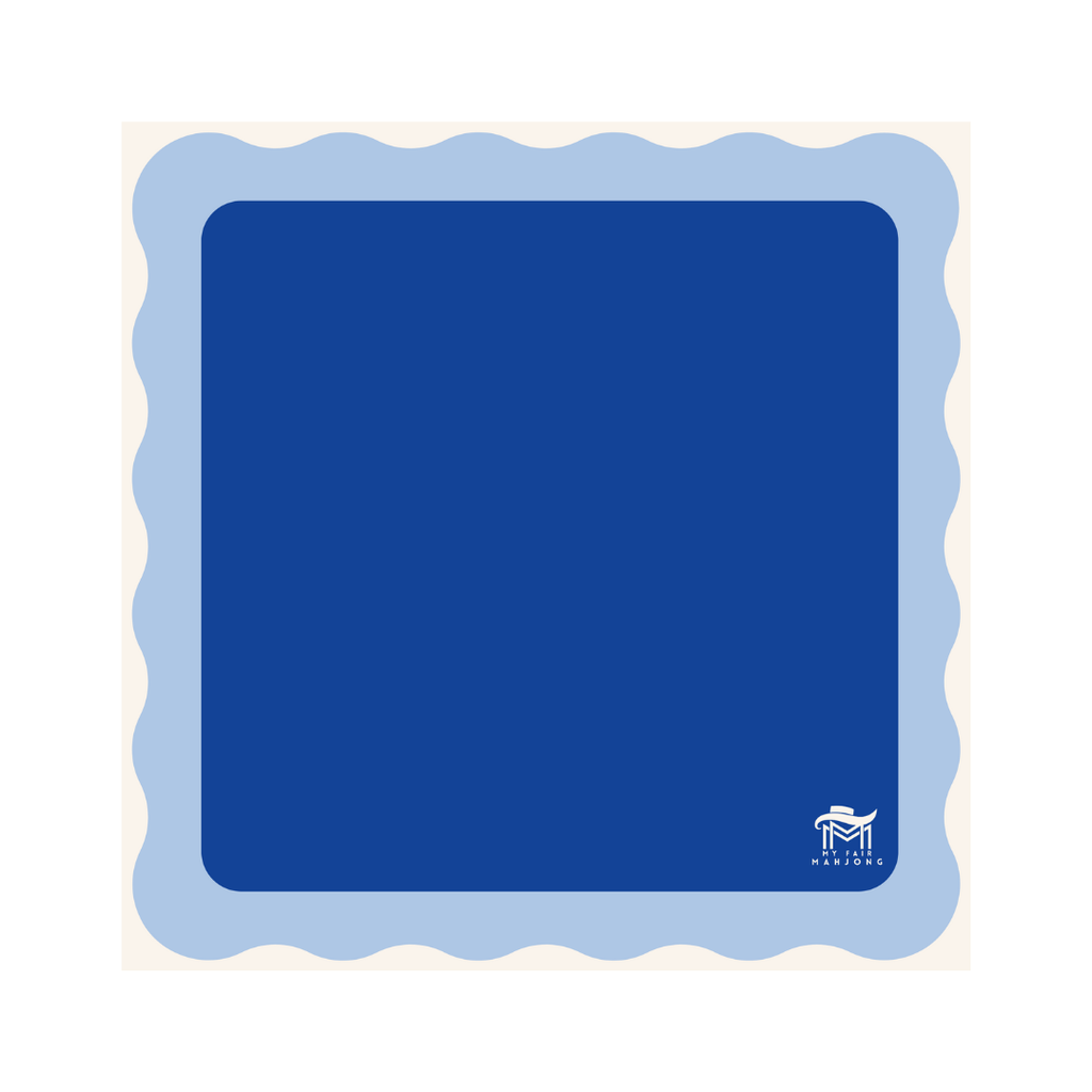 My Fair Mahjong MAHJONG MAT  |  Color Wave  |  31" x 31": Blue Center- Green Scallop