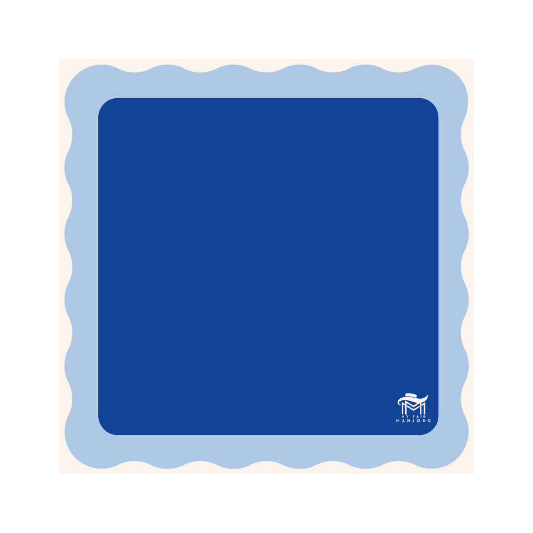My Fair Mahjong MAHJONG MAT  |  Color Wave  |  31" x 31": Cobalt Center- Blue Scallop