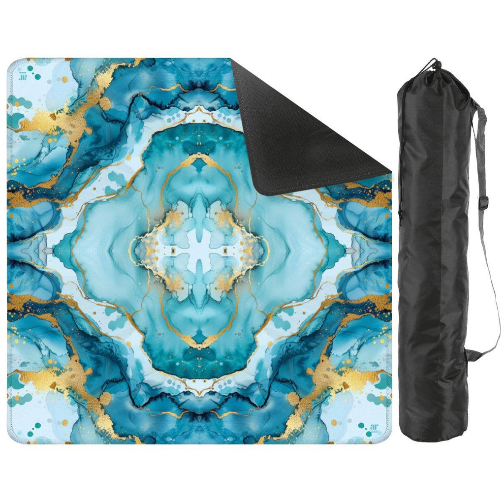 Coastal Aqua Mahjong Mat | The Grand Marble Collection: 33" x 33"