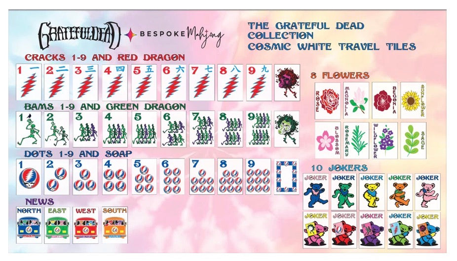 Grateful Dead Mini Travel Tiles- Bespoke Mahjong
