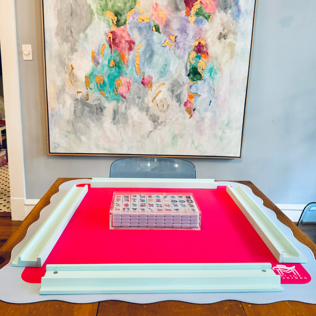 My Fair Mahjong MAHJONG MAT  |  Color Wave  |  31" x 31": Cobalt Center- Blue Scallop