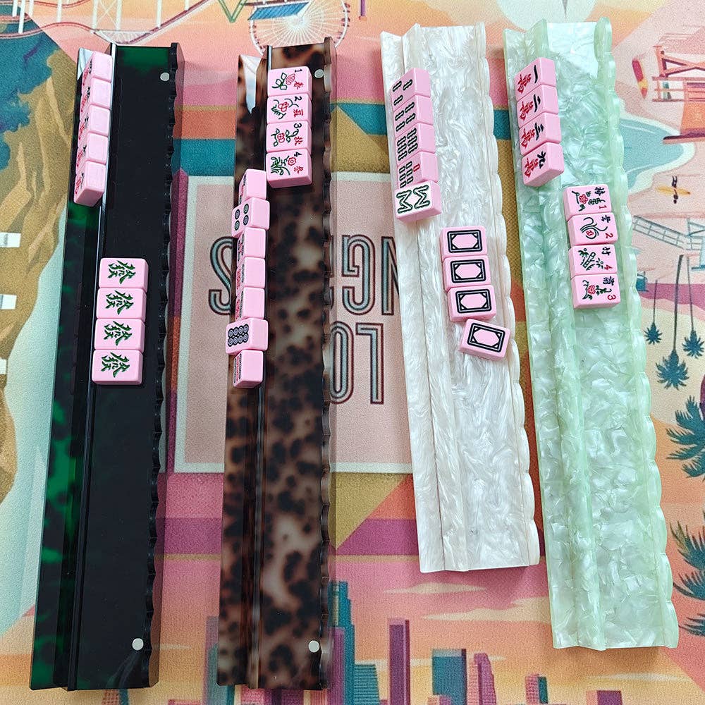 Mahjong Racks Set–20" Acrylic Tile Racks & Pushers: Clear