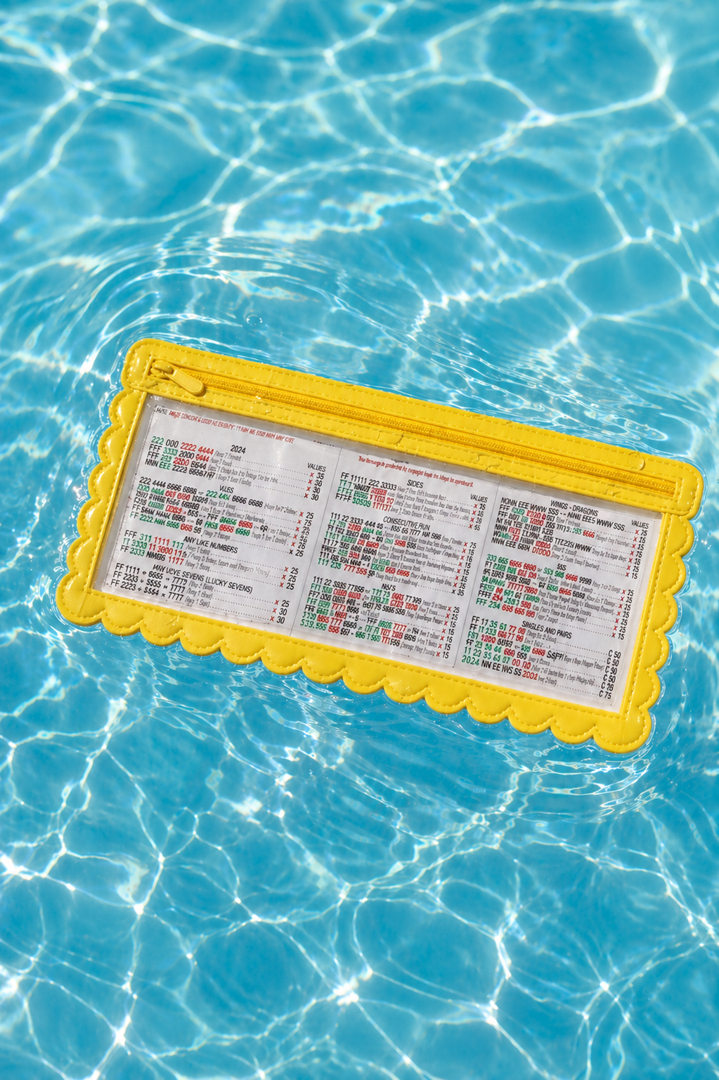 Splash-Proof Mahjong Card Holder for Pool Mahjong - Yellow Scallops STANDARD SIZE: Pack of Four Card Holders