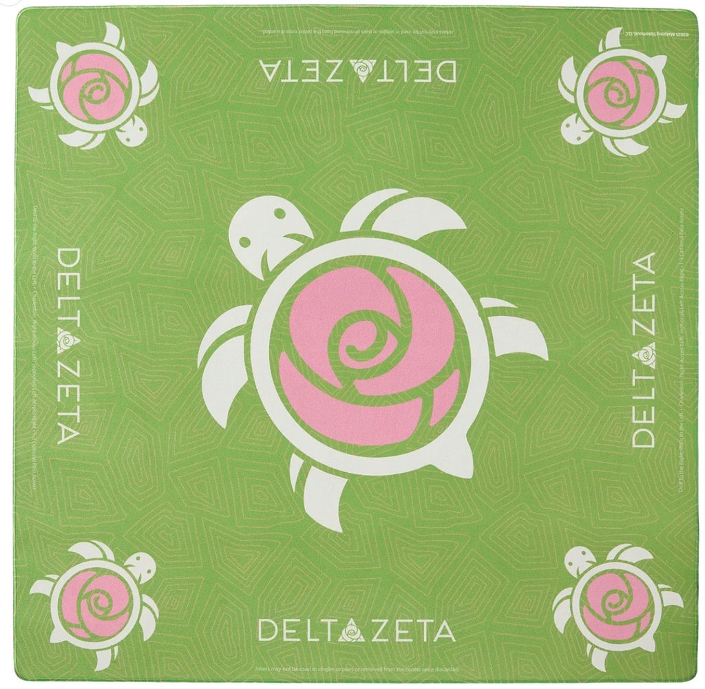 Mahjong Sisterhood Delta Zeta Bid Day Bundle- Mahjong Tiles, Mat, and Shufflers