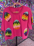 Queen of Sparkles QOS NWOT Pink Easter Egg Shirt XL
