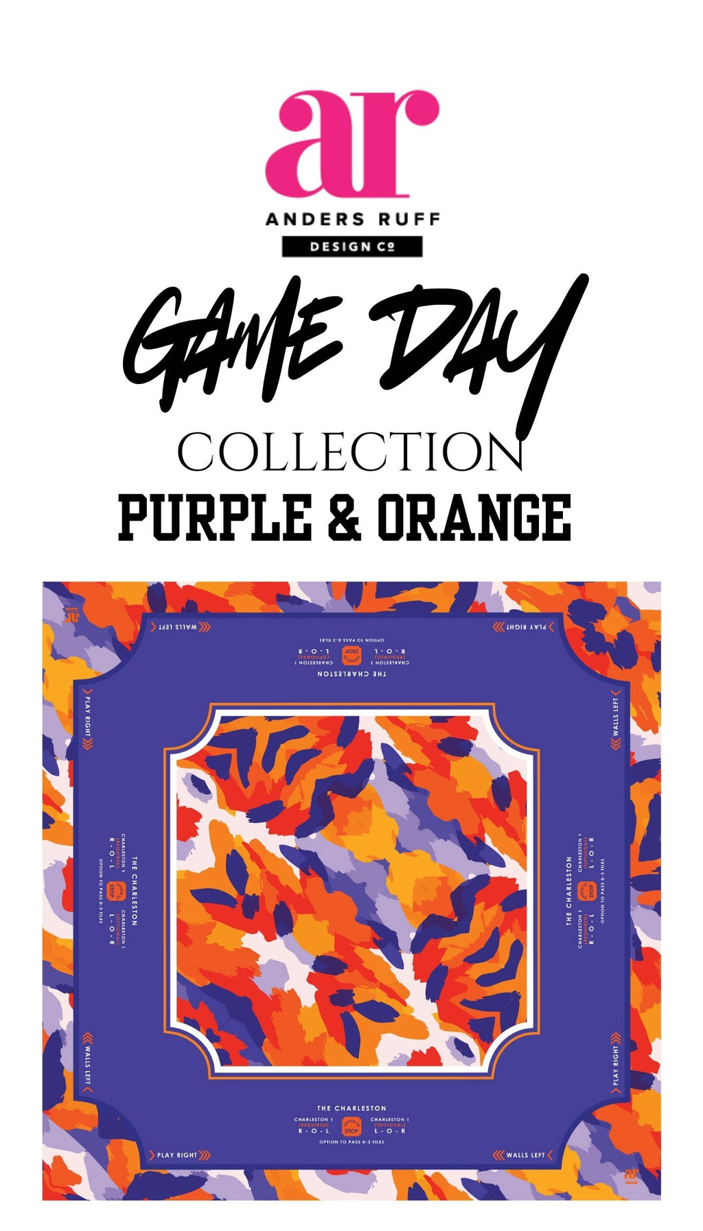 Game Day Mahjong Mat | Custom Team Colors | Sports-Inspired : Orange & White / 33" x 33"