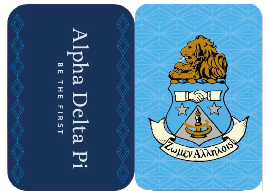 Mahjong Sisterhood Alpha Delta Pi Bid Day Bundle - Mahjong Tiles, Mat, and Shufflers